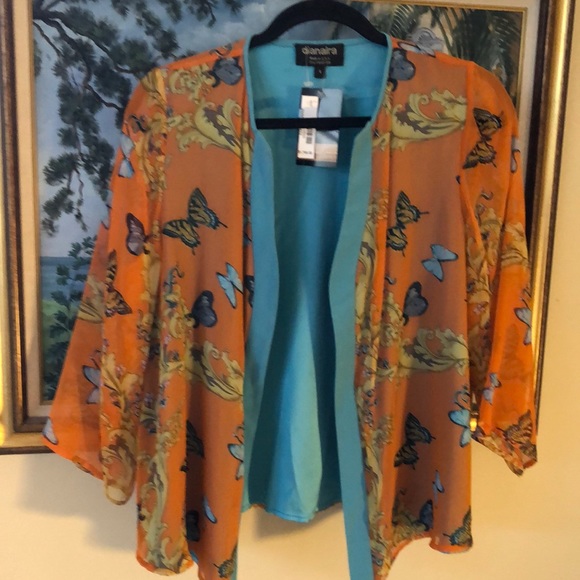 🦋dianaira Stunning Silk, Chiffon Butterfly Open Lined Lightweight over jacket - Picture 1 of 11